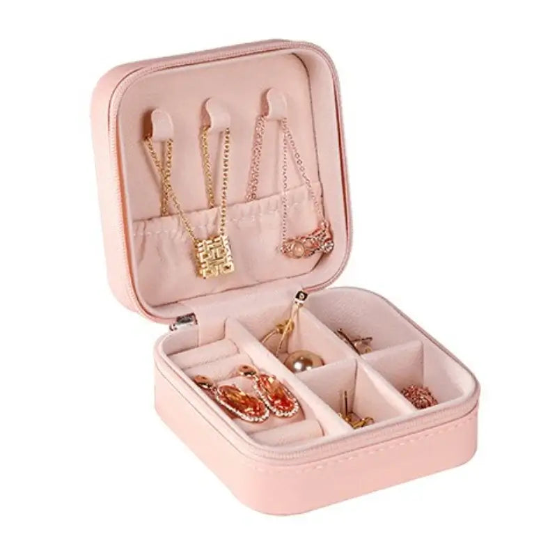 Square Jewelry Organizer Box with Lid | 6-Color Travel Case for Earrings, Necklaces &amp; Rings - Gift for Women