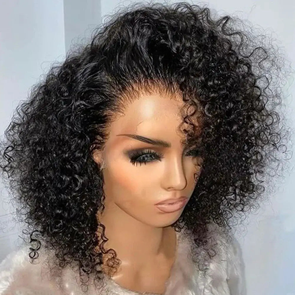 Curly Wigs Bob Wigs Curly Lace Front Human Hair Wigs 100% Bob Hair Wig 4C Edges Human Hair Short Wig 4x4 Closure Human Hair Wig