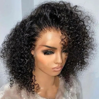 Curly Wigs Bob Wigs Curly Lace Front Human Hair Wigs 100% Bob Hair Wig 4C Edges Human Hair Short Wig 4x4 Closure Human Hair Wig
