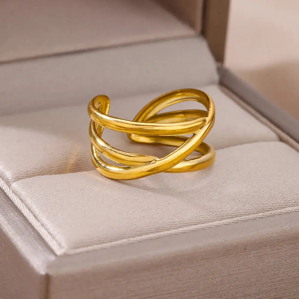 Stainless Steel Rings for Women Gold Color Never Fade Luxury Classic rings wedding couple rings Jewelry Free Shipping
