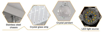 Square Crystal Raindrop LED Ceiling Chandelier