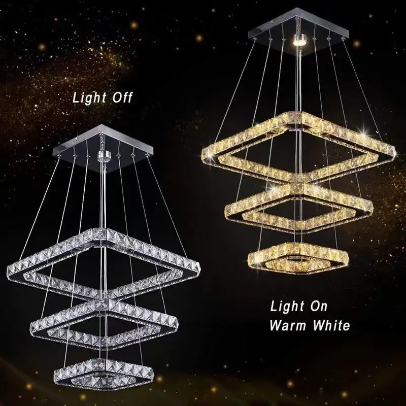 Modern Geometric Crystal LED Pendant Chandelier