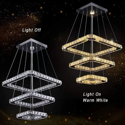 Modern Geometric Crystal LED Pendant Chandelier