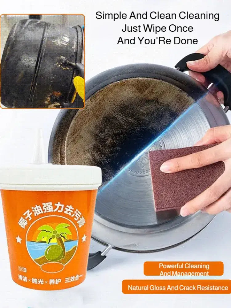 All Purpose Cleaner Paste Pot Bottom Cookware Cleaner Household Coconut Oil Cleaning Cream Remove Stain for Kitchen Bathroom
