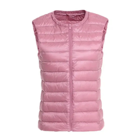 Women Autumn Winter Ultralight Thin Packable Down Sleeveless Jacket.