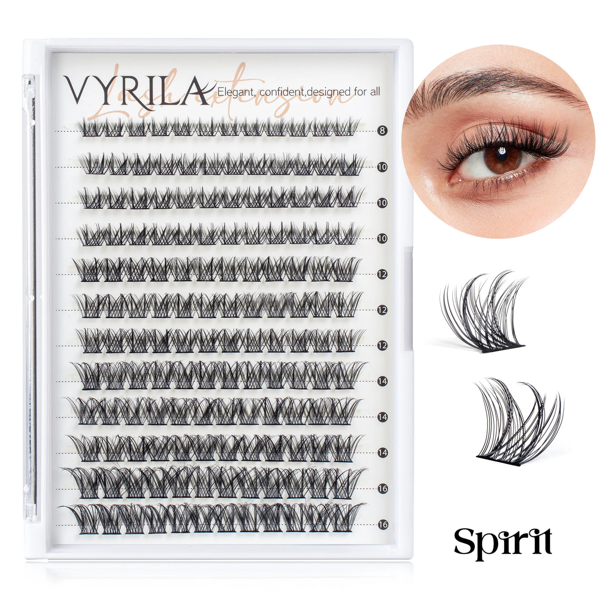 VYRILA Individual Cluster Lashes – C Curl 3D Wispy DIY Eyelash Extensions | 0.05–0.07mm Super Thin Band | Reusable Natural Look