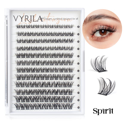 VYRILA Individual Cluster Lashes – C Curl 3D Wispy DIY Eyelash Extensions | 0.05–0.07mm Super Thin Band | Reusable Natural Look