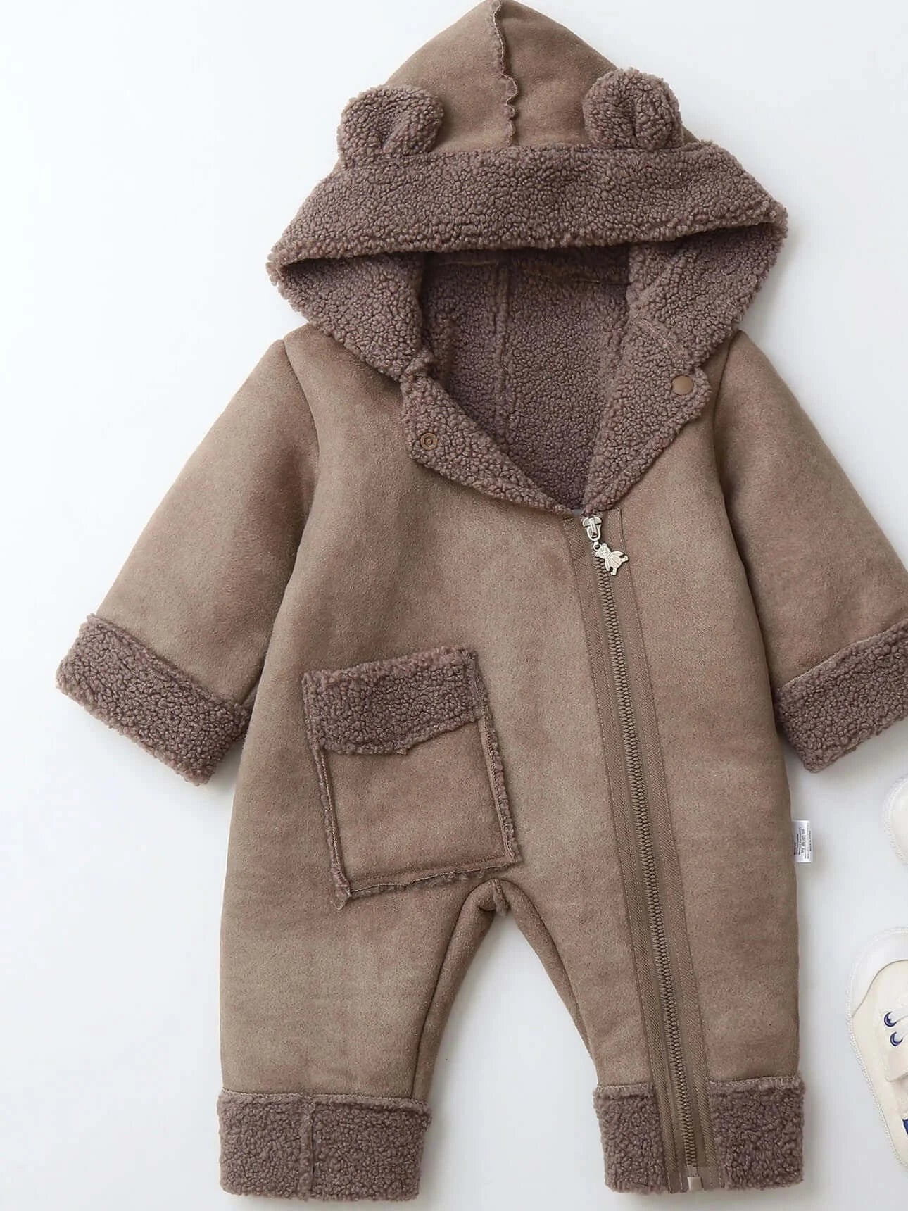 winter baby fur hoodie romper