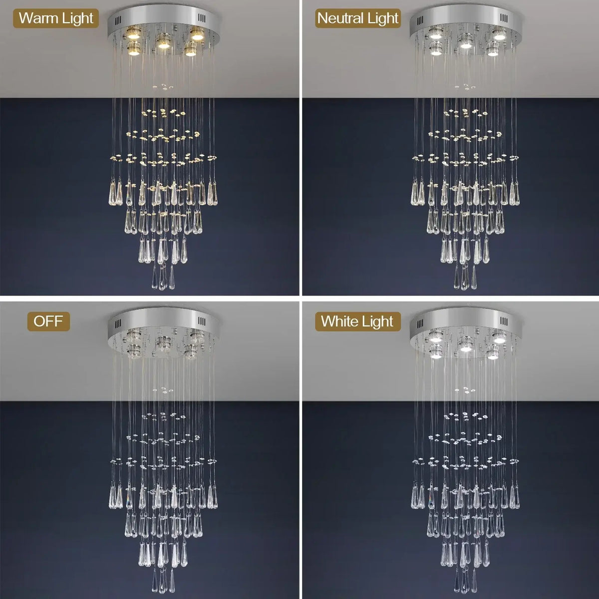 VETRULUS Raindrop Crystal LED Chandelier, Selectable Sizes
