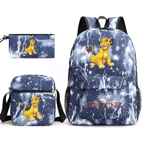 3Pcs Disney The Lion King Simba Bookbag Kids Backpack Boys Girls