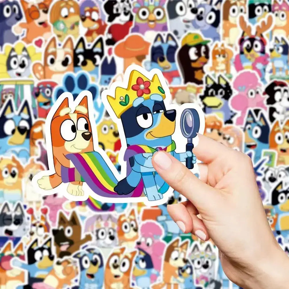 100PCS Cartoon Bluey Family Animation Stickers Graffiti Sticker Scrapbook Luggage Laptop Guitar Car Bike Skateboard Toy