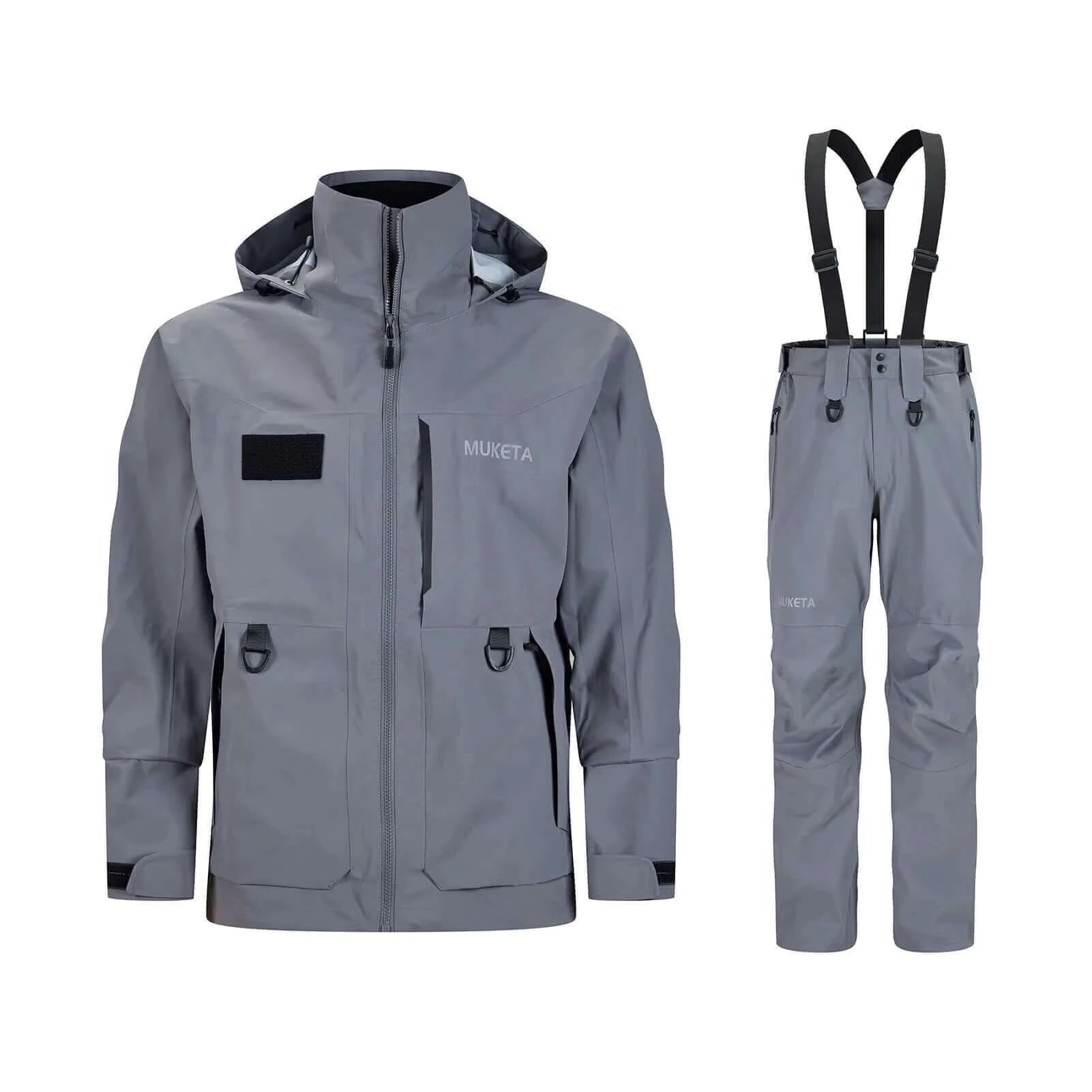 Fishing Rain Suit Breathable and Waterproof Wading Jacket & Bib Pants.