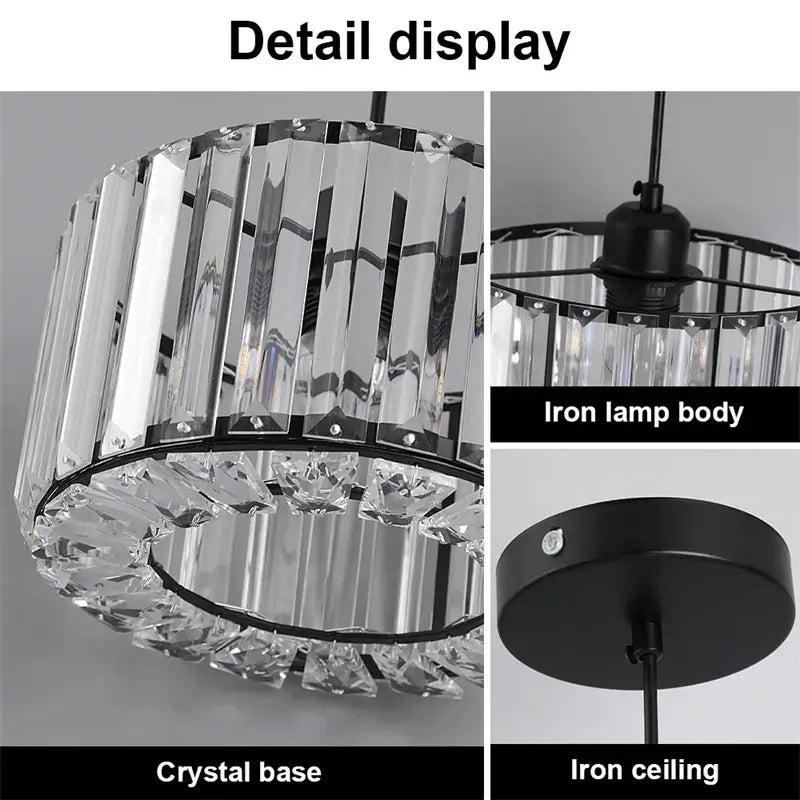 GreeLustr Modern Crystal Pendant Light, Black or Gold