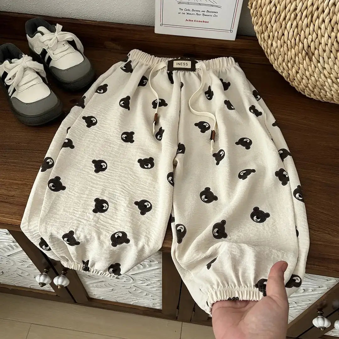 1-8yr Old Kids Clothes Floral Print Harem Pants Fashion Bear Casual Loose Children&
