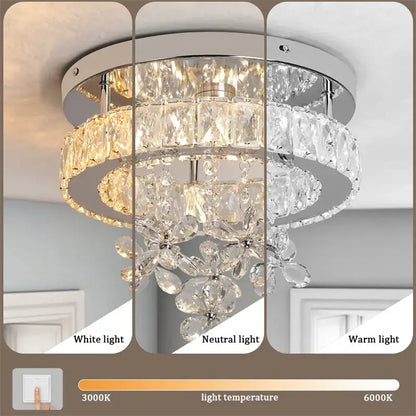 Modern Crystal LED Flush-Mount Ceiling Light
