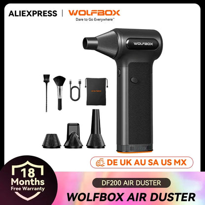 WOLFBOX DF200 Electric Powerful Fan Duster Wireless Air Blower Air Duster 3-Speed Adjustable Portable Fan for Car/Home/Outdoor