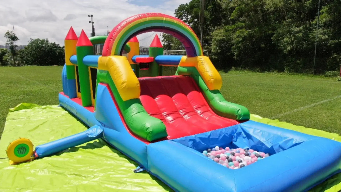 PVC inflatable Obstacle Course Pool for Children Jungle Gym Water Play Equipment With 1100W Air Blower