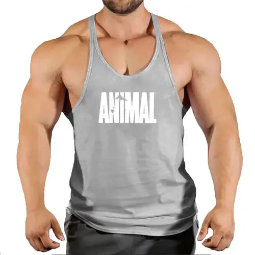 Summer Animal Gym Stringer Tank Top Men Cotton Clothing Bodybuilding.