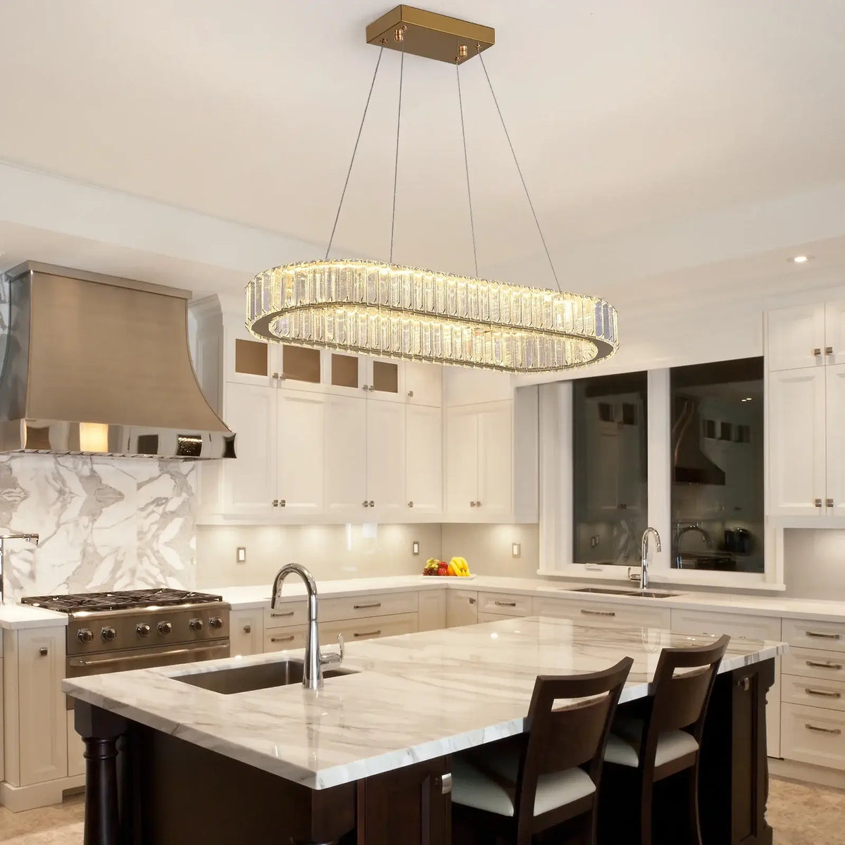 Modern Oval Crystal LED Pendant Chandelier