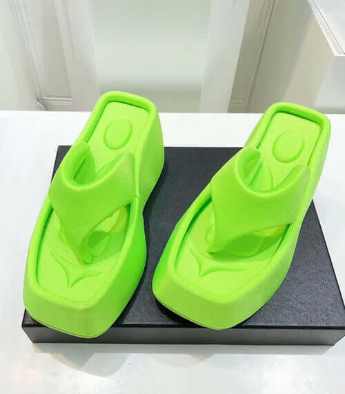 Luxury Platform Square Toe Slippers
