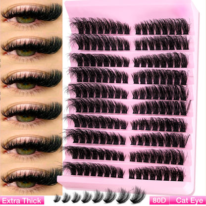 Eimny Individual Cluster Lashes – 160pcs | 8–16mm Mixed Tray | 80D–100D Volume | DIY Eyelash Extensions | Natural Look