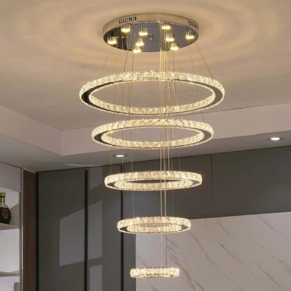 Modern Crystal Ring LED Pendant Chandelier