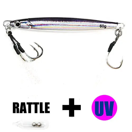 B&amp;U 3D Print Metal Cast Jig Spoon Rattle UV Shore Casting Jigging Fish