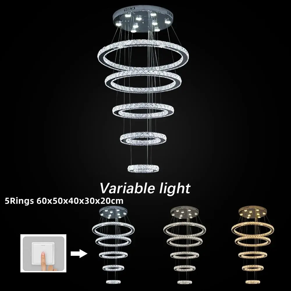 Modern Crystal Ring LED Pendant Chandelier
