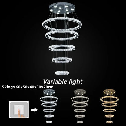 Modern Crystal Ring LED Pendant Chandelier