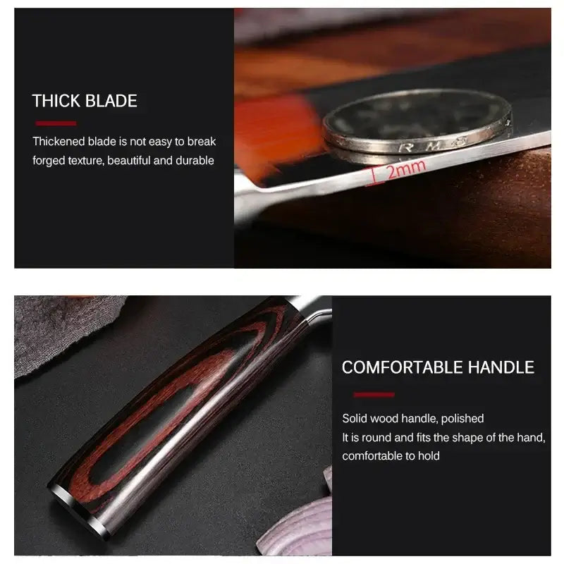Stainless Steel Kitchen Knives with Wooden Handles