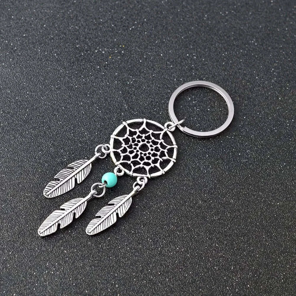 Mini Metal Feather Dreamcatcher Keyring Keychain Decor Car Bag Home