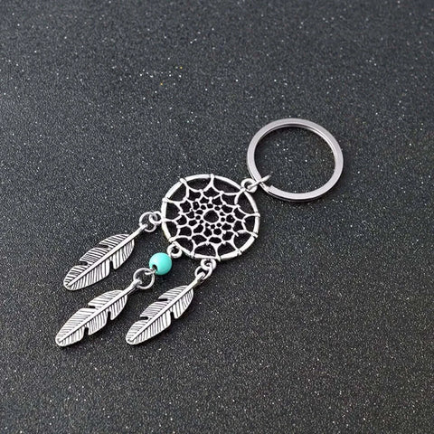 Mini Metal Feather Dreamcatcher Keyring Keychain Decor Car Bag Home.