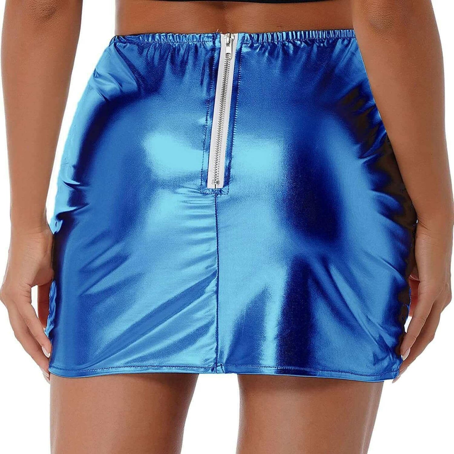 Womens Metallic Shiny Skirts Winter Warm A-Line Mini Skirt.