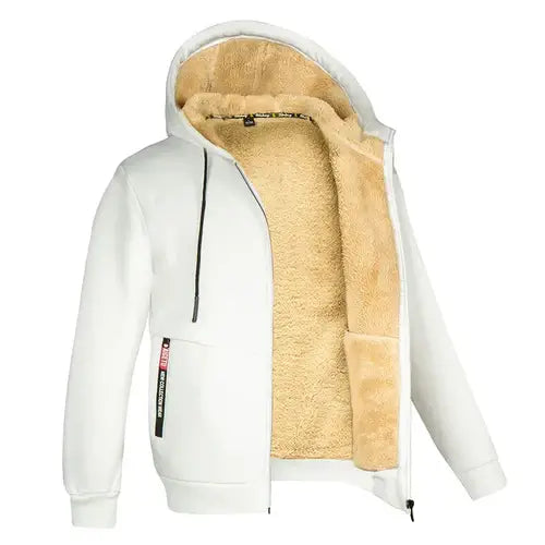 Trendy Sweatshirt Coat Front Pockets Warm Zipper Lamb Wool Jacket  Men