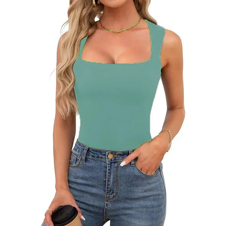 Slim Fit Square Collar Sleeveless Vest for Women Stylish Trendy Base Layer Top Fashionable Casual Wear Versatile Comfortable