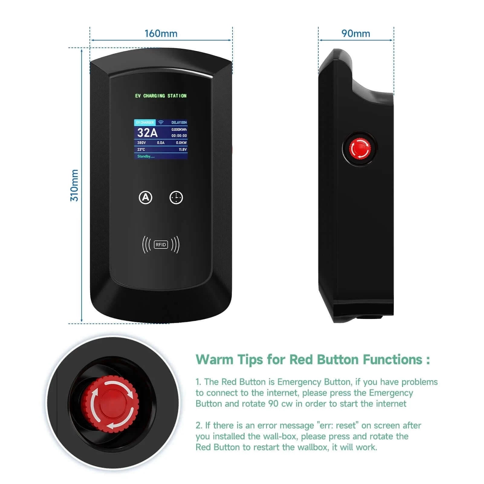 EV Charging Station 32A Electric Vehicle Car Charger EVSE Wallbox