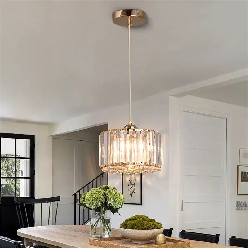 GreeLustr Modern Crystal Pendant Light, Black or Gold