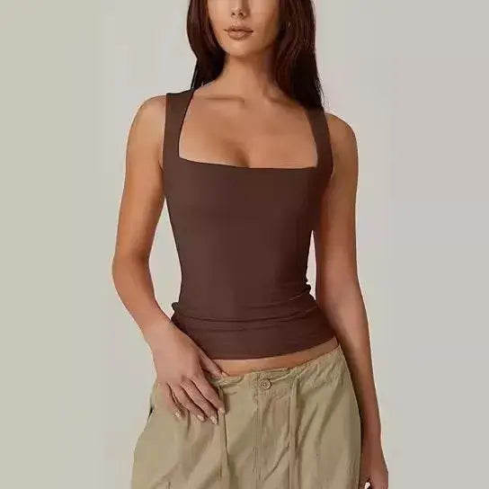 Slim Fit Square Collar Sleeveless Vest for Women Stylish Trendy Base Layer Top Fashionable Casual Wear Versatile Comfortable