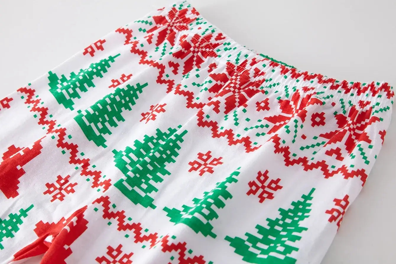 Kids Christmas Pajamas Set Reindeer Snowflake Print 100% Cotton Soft Holiday PJs for Boys and Girls Family Matching Nightwear