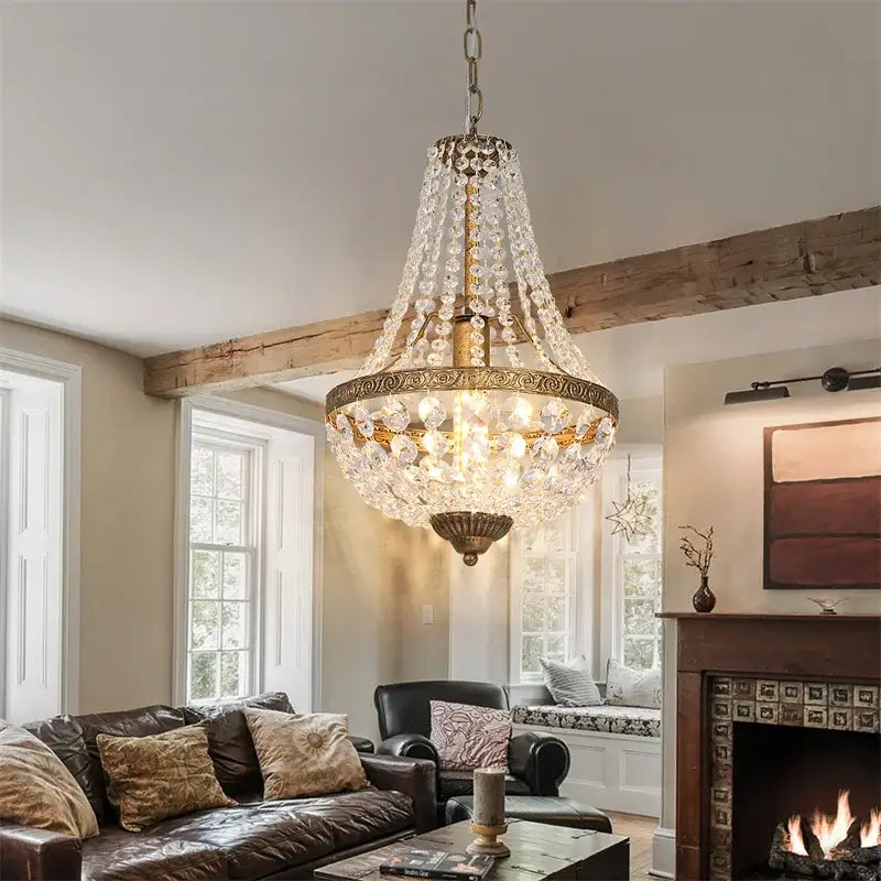 Vintage Empire Crystal Pendant Chandelier