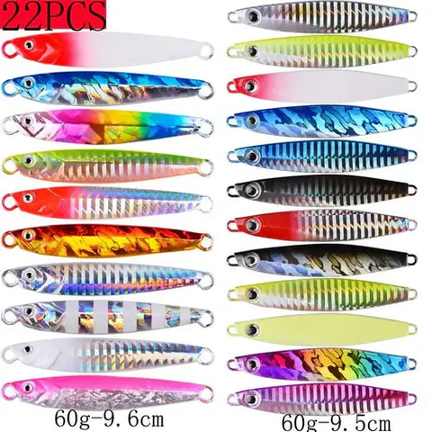 22PCS Metal Spoon Jigs Carp Fishing Lures Set 40g 30g 20g 17g 10g 7g