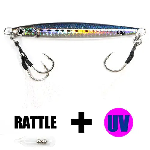B&amp;U 3D Print Metal Cast Jig Spoon Rattle UV Shore Casting Jigging Fish