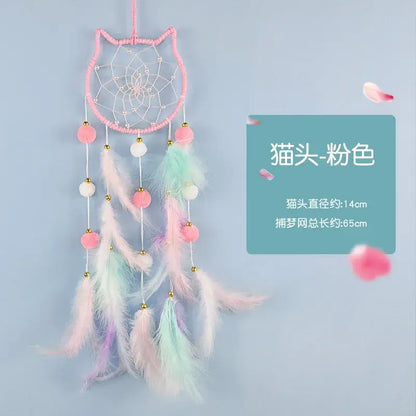 Cute Dream Catcher To Hang Home Decoration Star Moon Dreamcatcher Feather Ornaments Wall Hanging Interior Kid Room House Decor