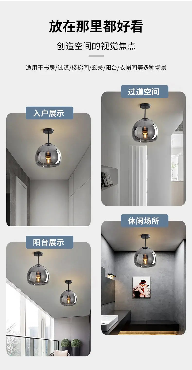 Modern Glass Globe Pendant &amp; Ceiling Light