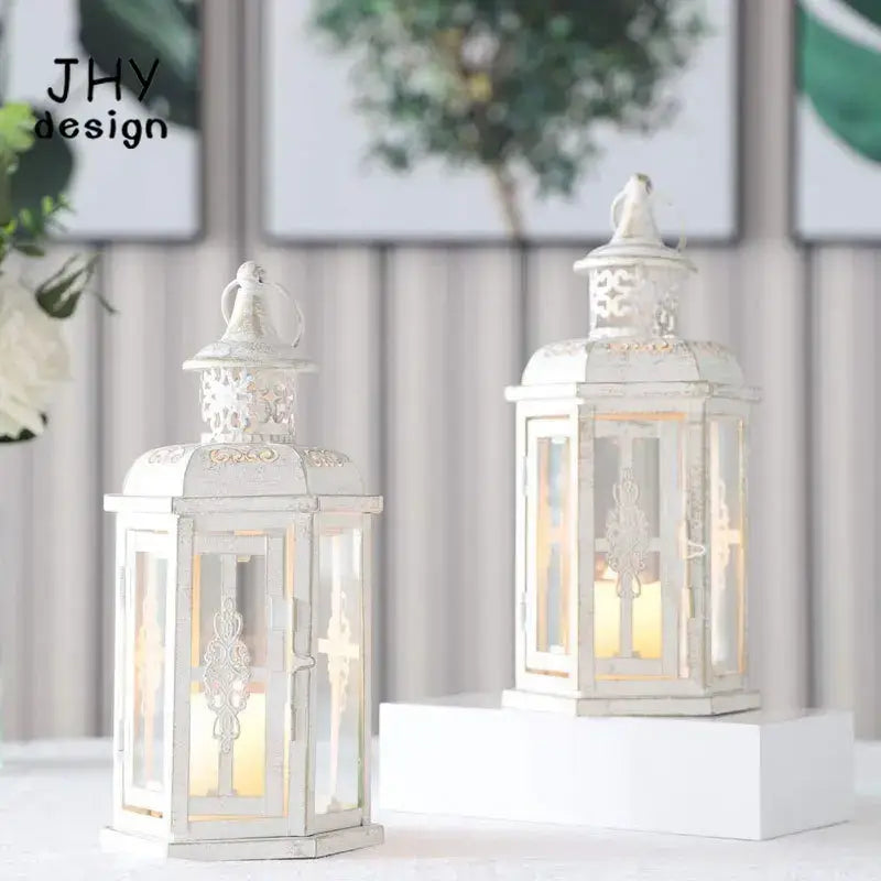 Vintage Metal Candle Lanterns, Set of 2