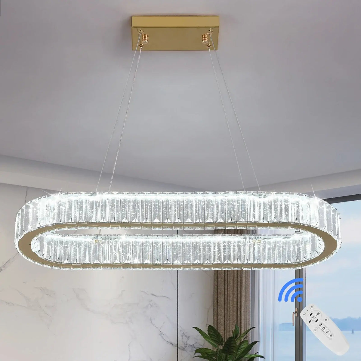 Modern Oval Crystal LED Pendant Chandelier