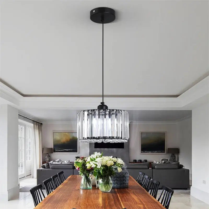 GreeLustr Modern Crystal Pendant Light, Black or Gold