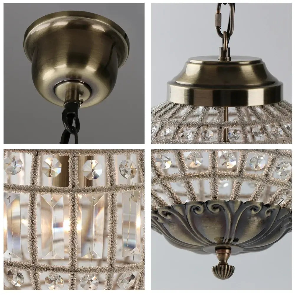 Vintage Crystal Globe Pendant Chandelier