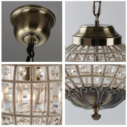 Vintage Crystal Globe Pendant Chandelier