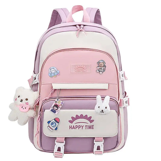 Large Capacity Cute Women Multi-Pocket Nylon Backpack Ins Junior High.